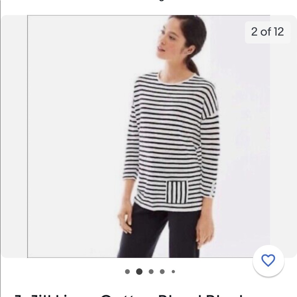 J. Jill Linen Cotton Blend Black White Striped Sweater Womens Size medium